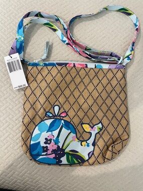 Vera Bradley Beach Crossbody Bag Whale Woven Straw Marian Floral Purse